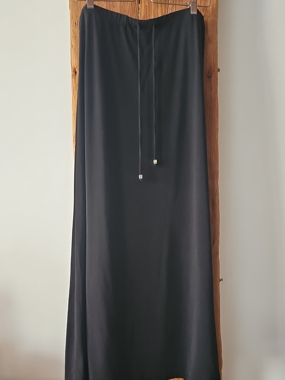 Michael Kors Black 36" Long Stretchy Maxi Skirt Drawstring Sz M